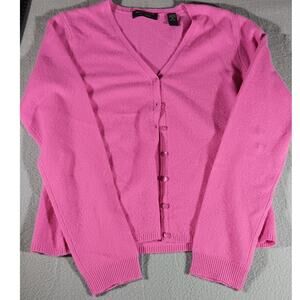 Valerie Stevens 2-Ply Cashmere Cardigan Women’s M Pink Luxe Knit Button-Up